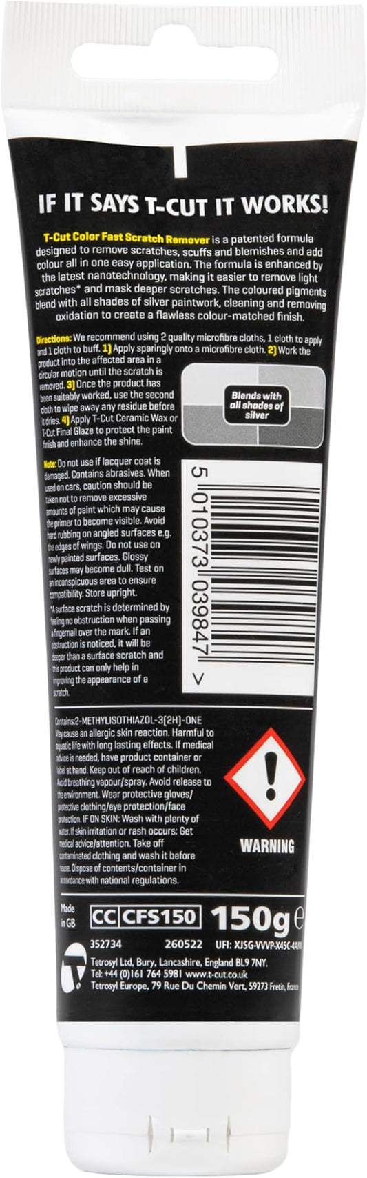 T-Cut Color Fast Silver Car Wax Polish Scratch Remover Color Enhancer, 5.3 Oz