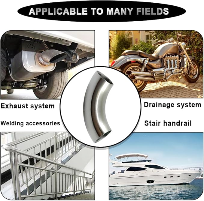 OD 1 Inch 90 Degree Stainless Steel Bend Tube 1” Exhaust Elbow Pipe for Car Modified Exhaust System 1" Piping Silver Tone,Stair Handrail (1pcs)