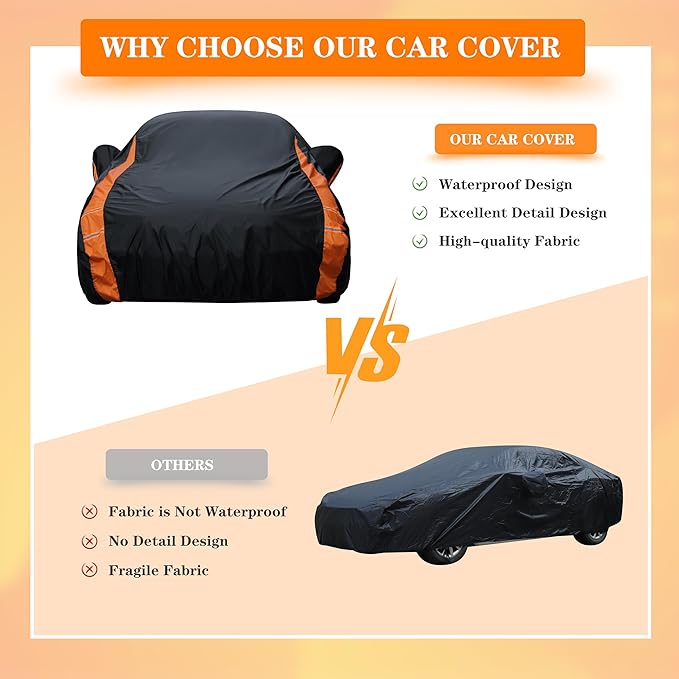in Full Exterior Sedan Car Cover All Weather, Waterproof,UV Resistant, Dustproof, and Snowproof Fit Toyota,Camry,Tesla Model 3,Honda Accord,Nissan Altima,Kia K5 etc.Size A4