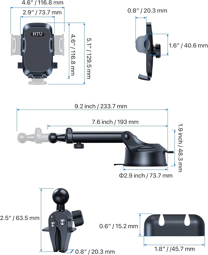 2025 Ultimate Car Phone Holderγ80+LBS Strongest Suction & Military-Gradeγ Universal Cell Phone Holder Truck Car Mount for Dashboard Windshield Air Vent for iPhone 16 Pro Max 15 Samsung 2pcs,Black