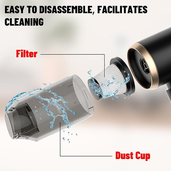 Handheld Car Vacuum Portable Cordless, 20000PA High Power 4 in 1 Vacuum Cleaner & Air Duster & Air Blower with 4000mAh Brushless Motor and Multi-Nozzles for Car (Black)