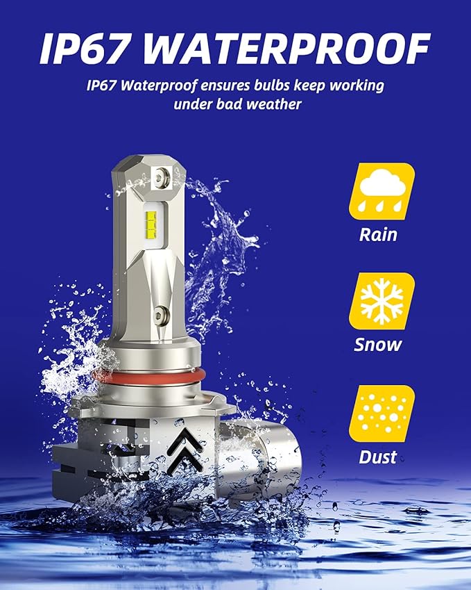 AUTOONE Upgraded 9005 LED Bulbs 22000 Lumens for High Beam, 600% Brighter 6500k White Wireless Plug and Play Canbus Ready Automotive Light Bulb Replacement for Halogen