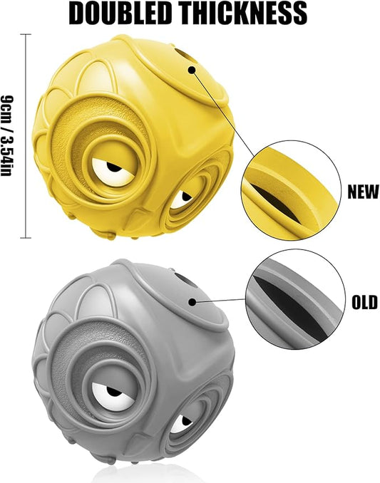 Giggle Ball for Dogs Owl Toys for Puppy Interactive Dog Toy Medium Large Dogs Natural Rubber Cute Hoot Fun Gift for Dog (Yellow Owl)