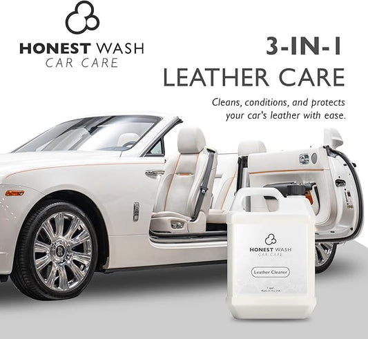 Honest Wash Car Leather Cleaner – Cleans, Conditions, & Restores Leather | Replenishes Natural Oils and Prevents Cracking | Non-Greasy Formula for Seats, Panels, & More | Made in The USA (128 Fl Oz)