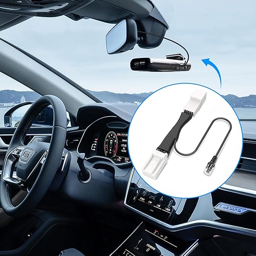 Radar Detector Power Adapter RJ11 Plug (10P Type C) Compatible with Dodge RAM,Charger,Challenger,Grand Cherokee,Chrysler,with Auto-dimming Rearview Mirror,Radar Detector Adapter Cable,Clean Install
