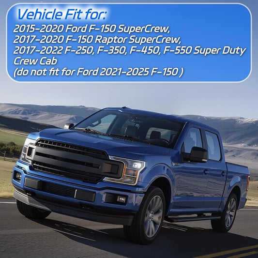 in-Channel Rain Guards for Trucks 2015-2020 Ford F150 SuperCrew, 17-23 Ford F250 F350 F450 F550 Crew Cab, Side Window Wind Deflectors, Vent Window Visors Shade Shield, 4pcs