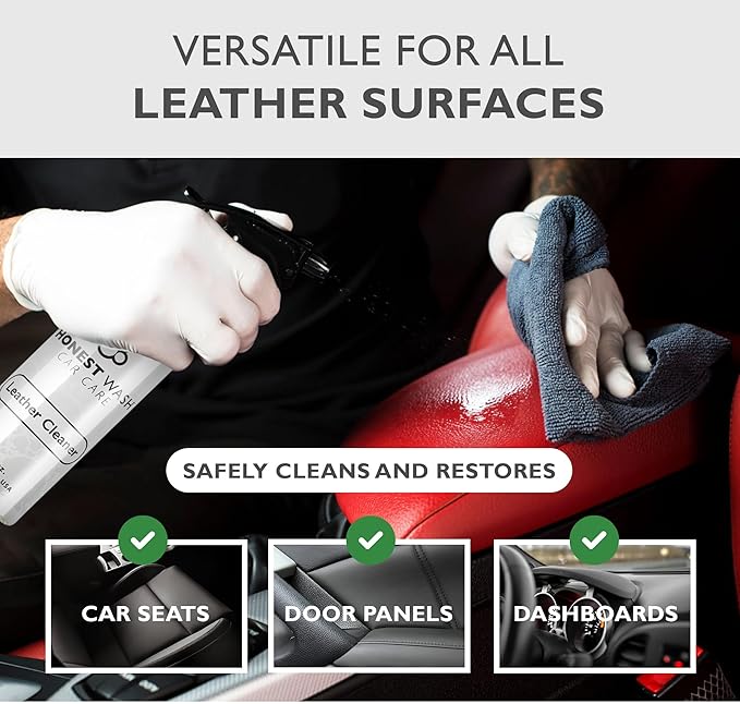 Honest Wash Car Leather Cleaner – Cleans, Conditions, & Restores Leather | Replenishes Natural Oils and Prevents Cracking | Non-Greasy Formula for Seats, Panels, & More | Made in The USA (128 Fl Oz)