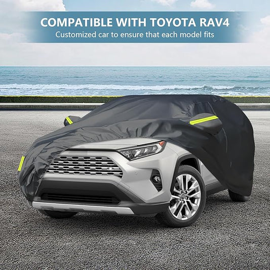 7 Layers Heavy Duty SUV Car Cover Fit for Toyota RAV4 (2006-2025), Waterproof, Tear & UV Resistant, Outdoor Full Car Cover with Storage Bag, Windproof Sun Rain UV Dust Snow Protection