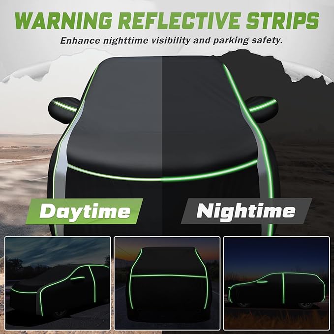 Mixsuper Liner Car Cover for Honda HR-V 1998-2026, 7 Layers Waterproof Car Cover Accessories for HRV with Zipper Door, Windproof Straps, Reflective Strips, Anti-UV, All Weather