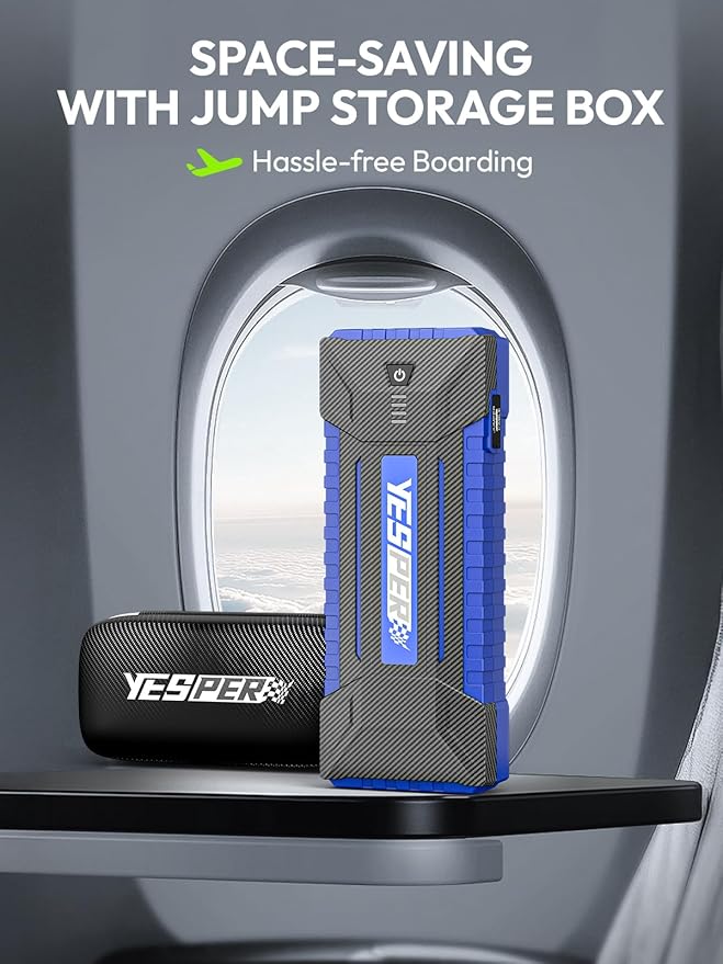 YESPER 2160A Car Jump Starter Portable,Battery Jumper Booster Pack, Boost Jump Box for Most 12V Vehicle (Up to 9.0L Gas/7.0L Diesel Engine), DSLI Safe Tech, PD 15W Fast Charge & DC 15V Port