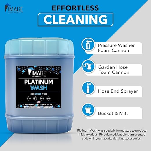 Image Wash Products - (5-Gallon Platinum Wash Car Soap โ Car Wash Foam Soap for Foam Cannon & Pressure Washer | High Gloss RV/Truck Wash Soap | Bubble Gum Scent, Detailer Grade Car Soap