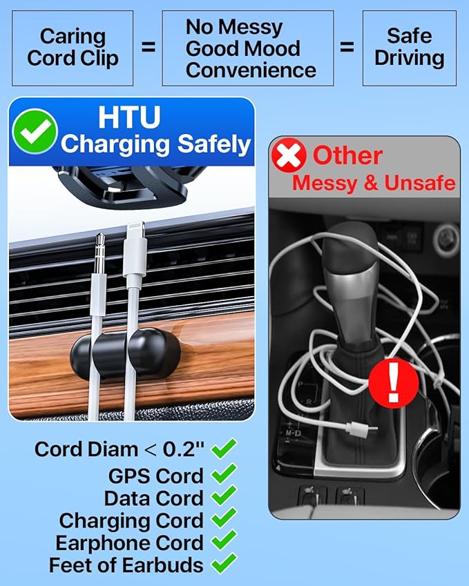 HTU 【Military-Grade Car Phone Holder,【Strongest & Longest Steel-Hook】 Car Vent Mount, Handsfree 360° Adjustable Automobile Cradle Air Clip Stand for iPhone 16 15 14 13 Pro Max Samsung,Sapphire Blue