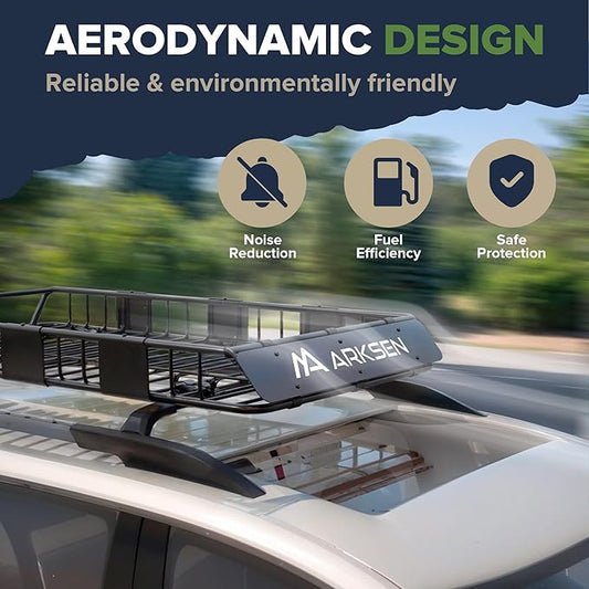 ARKSEN 64 x 34 x 6 Inch Universal Roof Rack with Extension, 150 LBS Heavy Duty Capacity Rooftop Cargo Basket for SUV, Truck, RV, Pickup