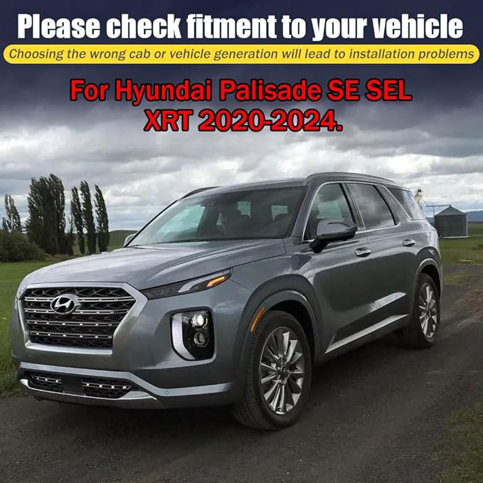 Rain Guards for Hyundai Palisade SE SEL XRT 2020-2024, Tape-on Side Window Deflectors for Hyundai Palisade, Window Visors for Hyundai Cars,for Hyundai Car Accessories 4 Rain Guards & 2 Car Coasters