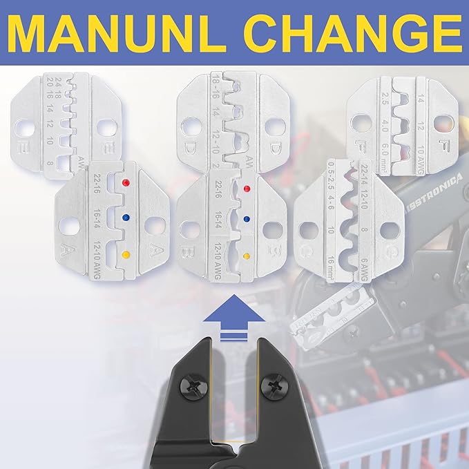 haisstronica 8PCS Crimping Tool Set - Ratchet Wire Crimping Tool for Heat Shrink,Insulated Nylon,Non-Insulated,Ferrule Wire End,Open Barrel Terminals,Solar Connectors