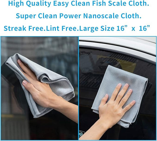 Fish Scale Streak Free Magic Glass Window Car Mirror Microfiber Cleaning Cloth Cleaner Cloths,Lint Free Stainless Steel Windshield Shower Cleaning Cloth,Miracle Polishing Towels Shiny Wipes,Pack 6,Mix