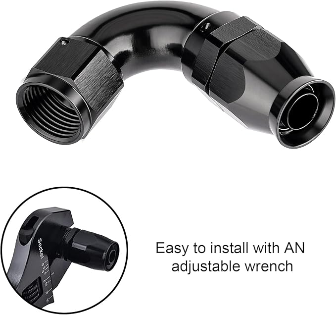 EVIL ENERGY 6AN 120 Degree PTFE One Piece Full Flow End Hose Fitting Aluminum Black