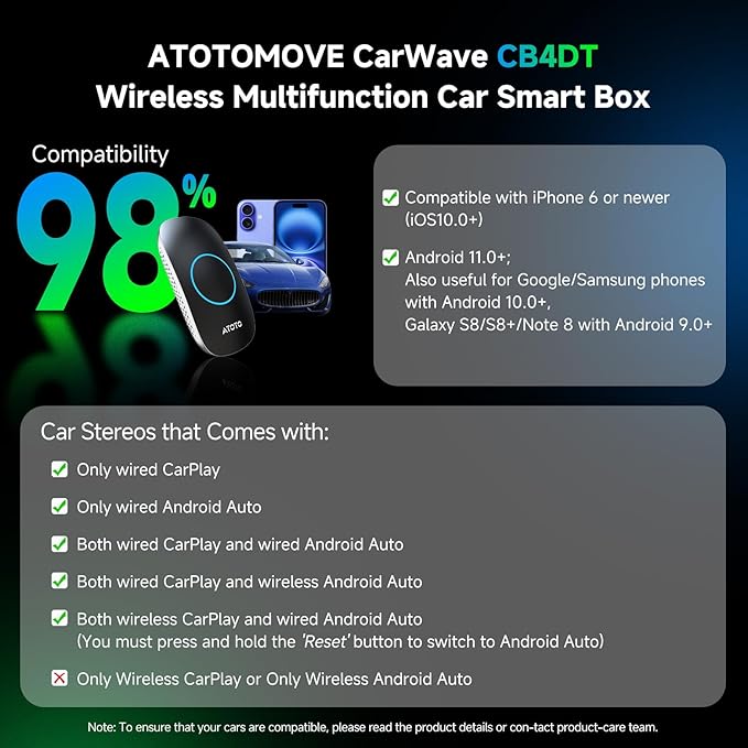 Wireless CarPlay Adapter Ai Box with OBD2 Scanner, Car Video Streaming Wireless Plug & Play Carplay Adapter for iPhone & Android Auto with ChatGPT, Supports YouTube, Netfilx 256GB Max, HDMI