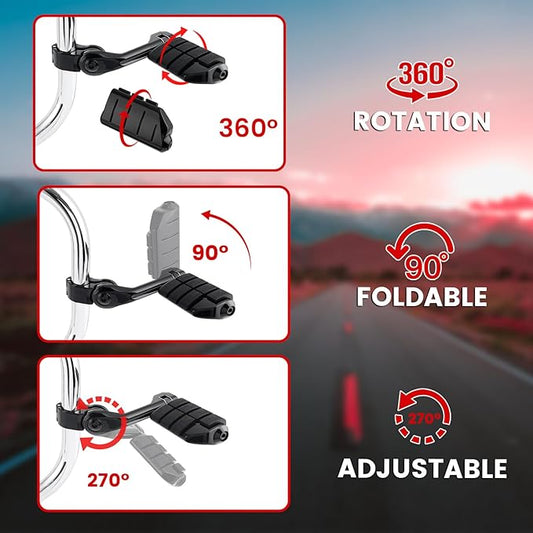 1.25" Highway Pegs Long Angled Pegs Adjustable for Harley Davidson Touring Road King Road Glide Street Glide Electra Glide Dyna Sportster Softail 1 1/4" Engine Guard Foot Peg, Black