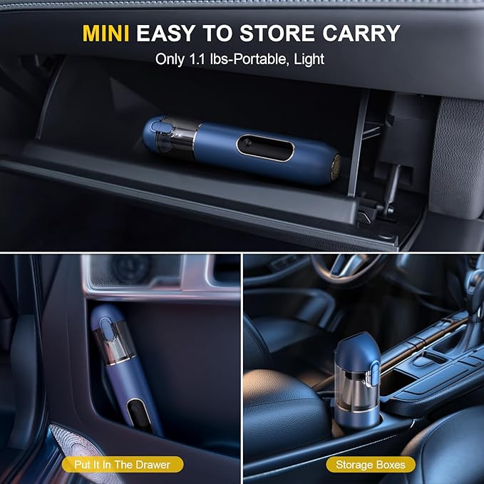 Car Cordless Handheld Vacuum, 13000PA Suction, 4-in-1 Blow & Suction, Rechargeable, for Car, Home, Pet, Office