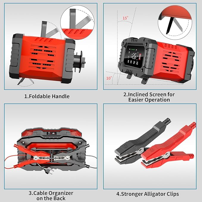 YONHAN Battery Charger 20A 12V/24V LiFePO4 Lead Acid Fully Automatic Battery Maintainer, Car Battery Trickle Charger Automotive w/Repair, Winter Mode, for AGM, STD, Gel, Deep Cycle Batteries