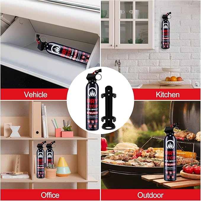 6 Pack Dry Powder Fire Extinguisher - Portable Dry Chemical Fire Extinguisher for Home, Car, Garage, Kitchen - Works on Electrical, Grease and More