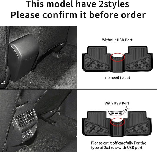 KELCSEECS Floor Mats Fits for 2026 2025 2024 2023 2022 Honda Civic Sedan Hatchback Si Sedan (Include 2nd Row with USB Port) All Weather Car Mats Honda Civic Floor Mats Accessories Black