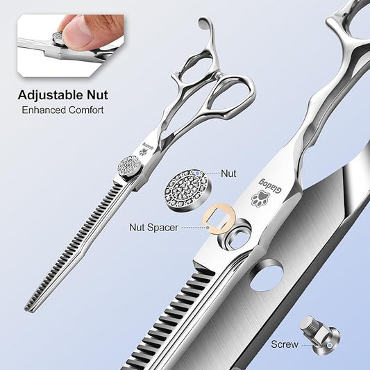 GLADOG 6.5" 9CR Thinning Shears for Dogs - Professional Dog Thinning Scissors with Luxurious Diamond Pivot Nut, Ideal Dog Grooming Scissors for Reducing Bulk, Dog Shears,Dogs Scissor for Grooming