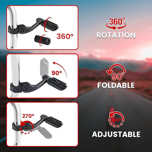 Motorcycle Adjustable Highway Pegs,1.25" Highway Foot Pegs for Harley Davidson Touring Road King Road Glide Street Glide Electra Glide Dyna Sportster Softail fits 32mm Engine Guard, Black