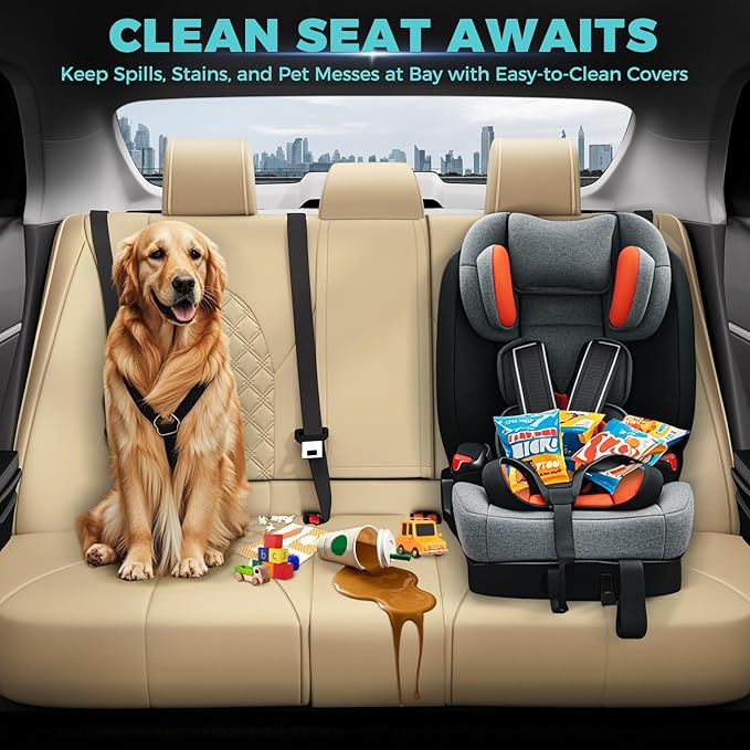 for Toyota Camry Seat Covers Hybrid XLE XSE 2018 2019 2020 2021 2022 2023 2024 - Custom Car Seat Cover Full Set, Waterproof Breathable Cushion Protector, Leather Seat Cover for Cars Beige