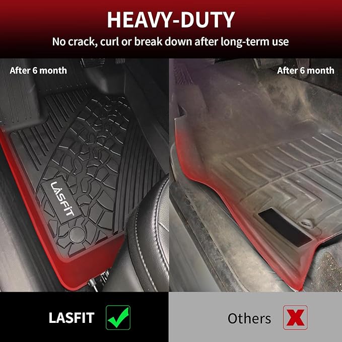 LASFIT Floor Mats for Jeep Compass 2017-2025 All Weather TPE Custom Fit Car Mats Floor Liners 1st & 2nd Row, Black