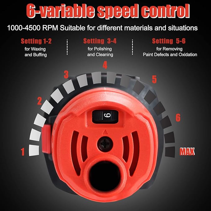 AOBEN Car Buffer Polisher,6 inch Dual Action Polisher,Random Buffer Polisher kit with 6 Variable Speed 1000-4500rpm,Detachable Handle,4 Buffing Pads for Car detailing Polishing and Waxing