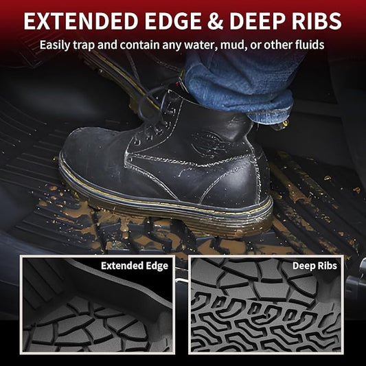 LASFIT Floor Mats Cargo Liner for Ford Bronco 2-Door 2025 2024 2023 2022 2021(Not for Bronco Sport) All Weather Custom Fit TPE Car Mats, Front Rear Rows and Trunk Mat, 4pcs Black
