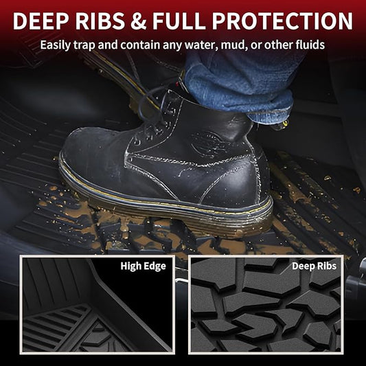 LASFIT Floor Mats for Ford Maverick 2025 2024 2023 2022 (Hybrid Models Only) All Weather Car Mats TPE Truck Liners Vehicle Accessories for Ford Maverick - 1st & 2nd Row, Black
