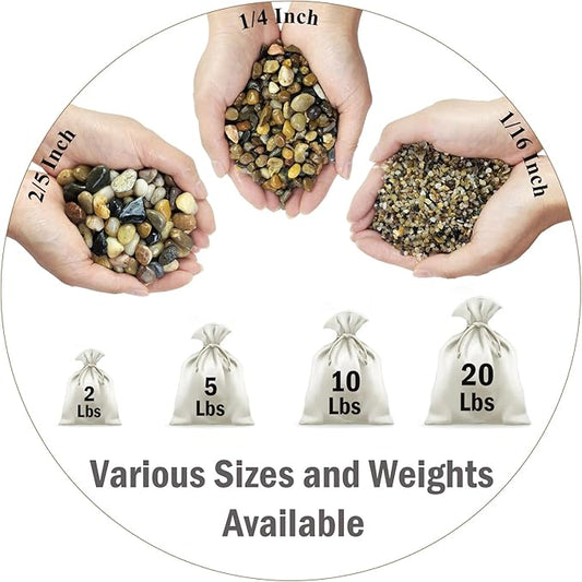 10 lbs Pea Gravel for Landscaping, 2/5 Inch Size Mixed Color River Rocks for Aquarium, Succulent, Vase Fillers, Cactus Bonsai, Plant Soil Cover and Outdoor Garden Rocks.