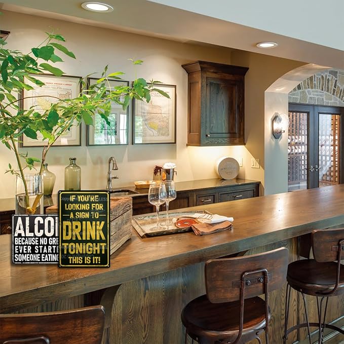 "Sign to Drink Tonight" Funny Bar Sign or Man Cave Decor | 12x8″ Durable Vintage Metal Beer Signs Wall Decorations for Home Bar/Basement/Garage/Mancave, 2483