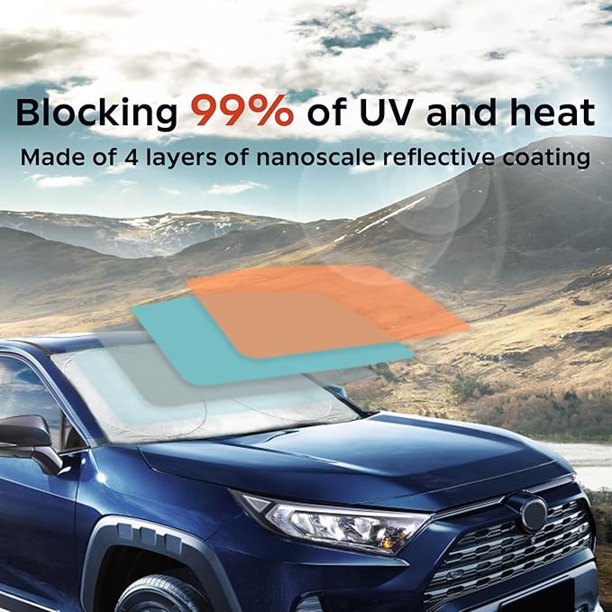 INSAUTO for K5 Windshield Sun Shade Window Sunshade for Kia K5 2021 2022 2023 2024 2025 2026 Windshield Cover Foldable Car Front Sun Visor Shield Blocks UV Rays Sun Protector Accessories