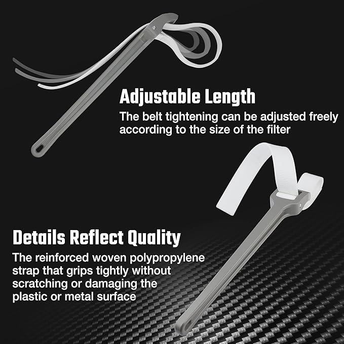 DURATECH Strap Wrench 18" Handle, Adjustable Nylon Strap Pipe Wrenches, Oil Filter Strap Opener Wrench