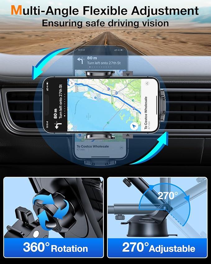 2025 Ultimate Car Phone Holderγ80+LBS Strongest Suction & Military-Gradeγ Universal Cell Phone Holder Truck Car Mount for Dashboard Windshield Air Vent for iPhone 16 Pro Max 15 Samsung 2pcs (Blue)
