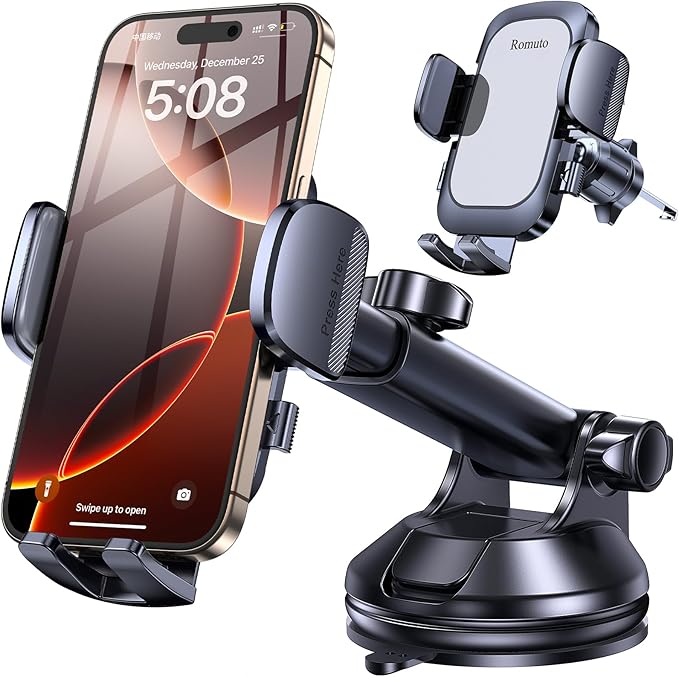 Phone Holders for Your CarใUpgraded Strongest Suctionใ Car Phone Holder Mount Dashใ360ยฐ Adjustableใ Suction Cup Phone Mount for Truck Stand Cell Phone Holder for Car Mount (Silicone Rubber)
