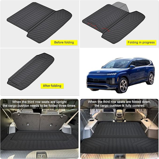 Large Cargo mat for 2026 Hyundai Ioniq 9(Foldable) TPE All Weather Protection Car Large Trunk Mat Accessories-Black