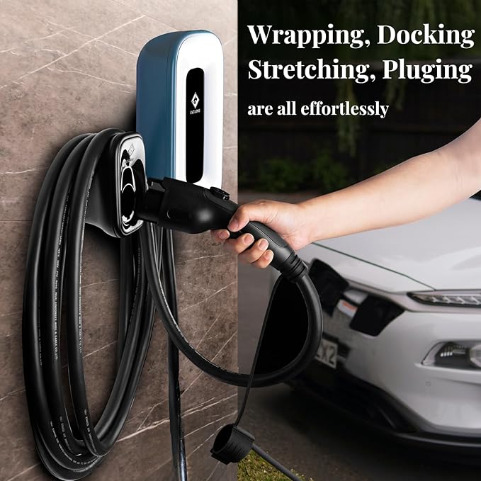 EV Charger Level 2,50 Amp Charge Station, 240V,Indoor/Outdoor EVSE, 25Ft Cable Level 2 ev Charger, 2.4GWiFi/APP/RFID Card (NEMA14-50 Plug or Hardwired)