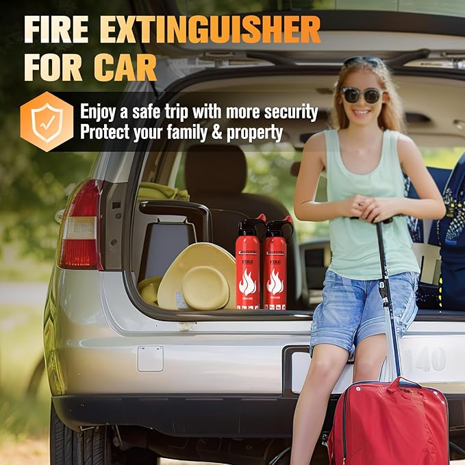 Upgraded 8-IN-1 Fire Extinguisher for Home Vehicle Car Kitchen Boat, Small Fire Extinguishers Spray with Mount for Class A B C K Fire, Portable Non-Toxic Prevent Re-Ignition Easy Clean (4 Pack)