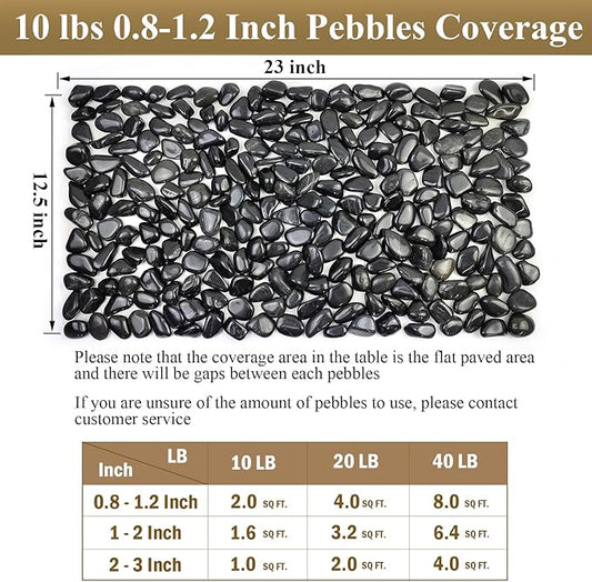 10 lb Small Pebbles for Plants, Polished Black Stones. Decorative River Rocks for Outdoor Landscaping, Vase, Aquarium and Garden