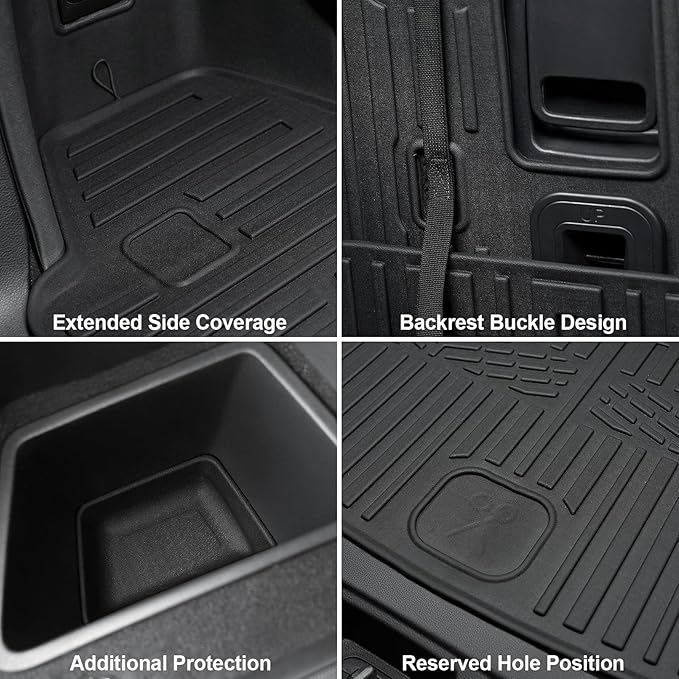 Floor Mats for 2016-2024 2025 Dodge Durango 6-seat, All Weather TPE Cargo Liner Cargo Mat and 3rd Row Backrest Mats for SRT Durango Accessories