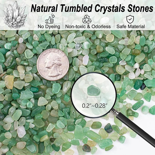 0.5 Lb/230g Green Aventurine Crystal Chips Bulk Crushed Stones, Natural Gemstones Jade Pebbles Marbles Tumbled Healing Crushed Quartz for Vase Fillers, Aquarium Gravel Rocks and Home Decoration