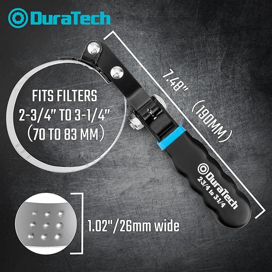 DURATECH Small Swivel Oil Filter Wrench,5 Gear Adjustment Oil Filter Removal Tool Fits Filters 2-3/4" to 3-1/4", Perfect for Car Repair Tools