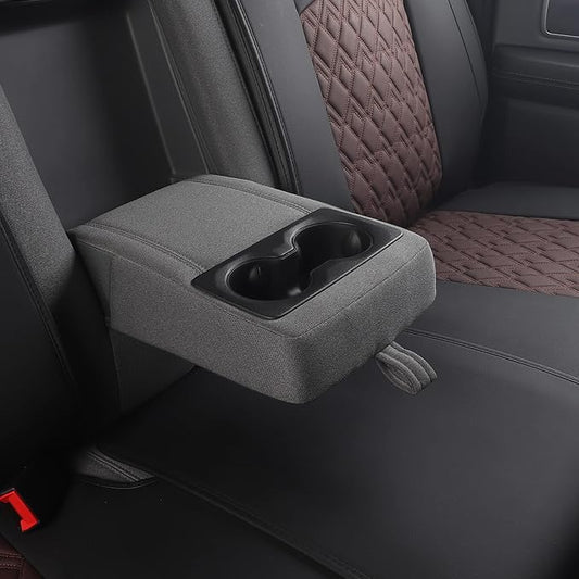 JOJOBAY Car Seat Covers for Dodge Ram,Fit Ram 2009-2025 1500/2500/3500 Pick-up Truck,Crew,Regular,Quad,Mega Cab,Waterproof Leather Automotive Interior Accessories(Rear Seat Cover,Black-Brown)