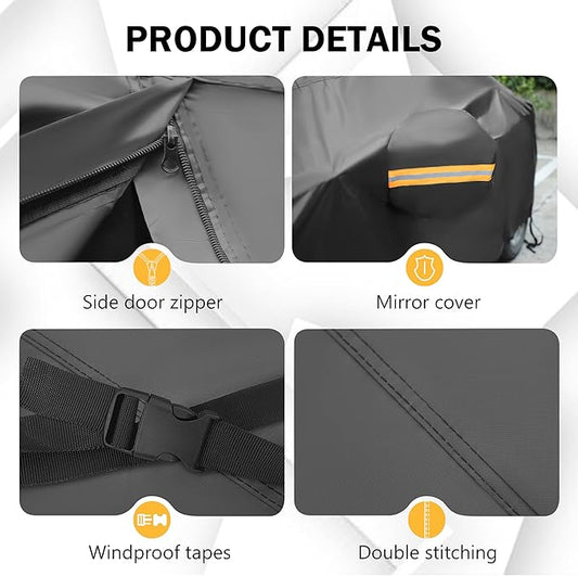 MORNYRAY Compatible with Ford Mustang,Car Cover Outdoor Waterproof Sun Rain Snow Hail Protection with Driver Door Zipper (Black, Custom Fit Ford Mustang)