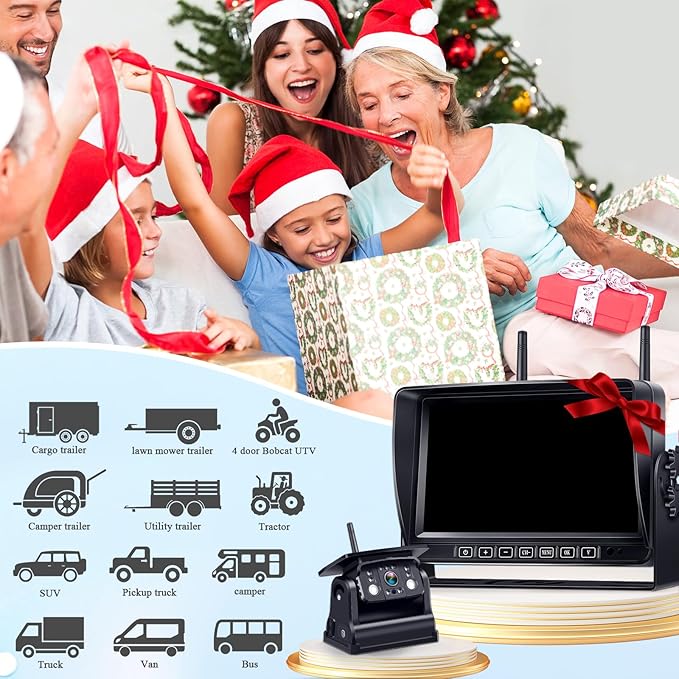 Wireless RV Backup Camera 7-inch for Trailer: Easy Setup Solar RV Rear View Camera with Recording - 4 Channels Strong Magnetic HD 1080P Long-Battery Life for Camper, Truck, Fifth Wheel